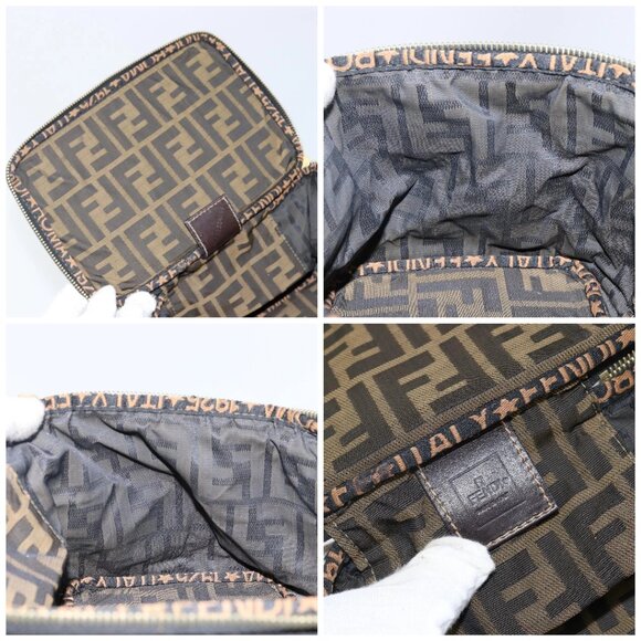 FENDI Vanity Pouch Black Brown Auth 141707 - Picture 15 of 16